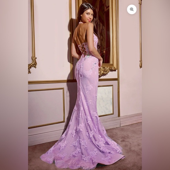 strapless open back dress Mermaid Straps Corset Lilac Long Prom Dress Formal Dress – Pgmdress main image 1